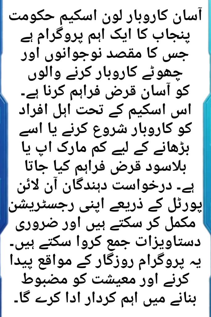 Asaan Karobar Loan Scheme